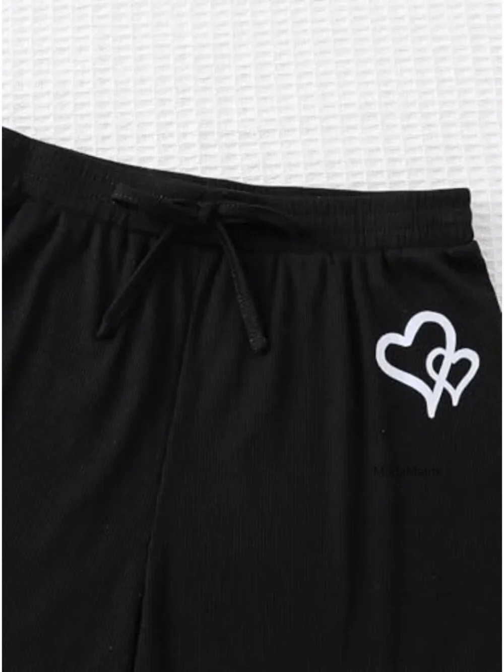 Girls Ribbed Heart Graphic Sleeveless Tank Top & Short Set